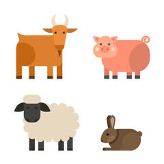 Farm icon vector illustration nature food harvesting grain agriculture different animals characters.