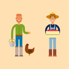 Farmer character man agriculture person profession rural gardener worker people vector illustration.