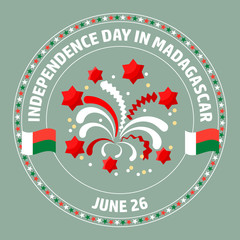 Madagascar Independence Day label. Vector.