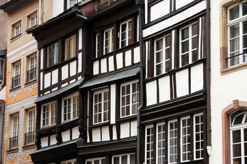 Facades of old buildings in Europe
