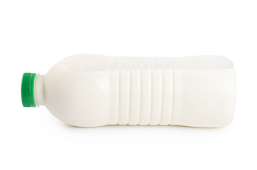 Milk in plastic packaging isolated on white