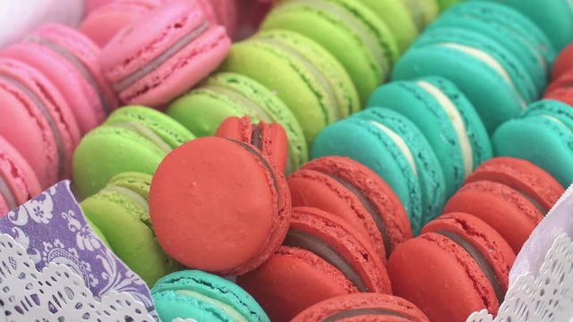 Colorful macaroons served on the plate