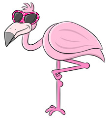Naklejka premium Cartoon Flamingo mit Sonnenbrille 