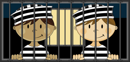 Cute Prisoners in Jail Cell - 158963324
