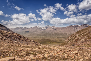 Landscape of mountains and glaciers in the sunny weather
