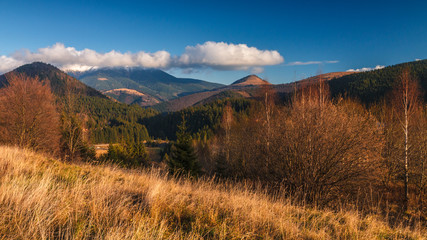 Autumn landscape, mountain range Velka Fatra, Slovakia.