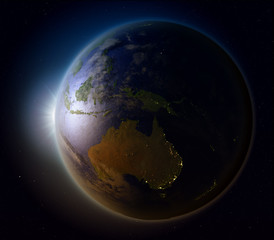 Sunset above Australia from space