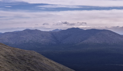 landscape Ural mountains, the beautiful colors of the sky.