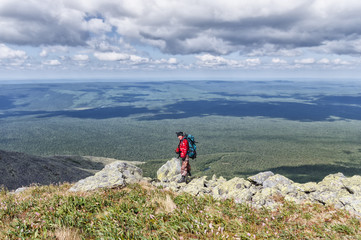 landscape Ural mountains, the beautiful colors of the sky. Tulymsky Kamen Ridge