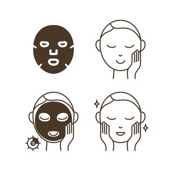 Steps How to Use Facial Sheet Mask. Vector Illustration.