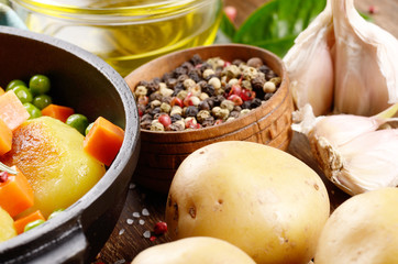 Pan of Boiled and baked potato