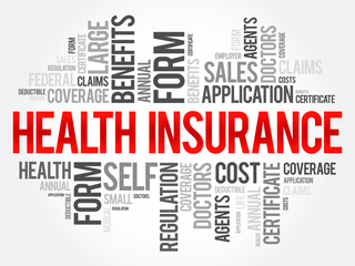 Health Insurance word cloud collage, healthcare concept background