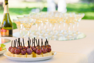 Served by canapes buffet table outdoor