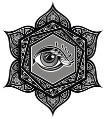 Tattoo mandala with eye