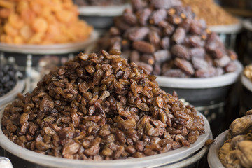 Raisin in a famous local bazaar in Gaziantep, Turkey.