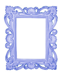 blue vintage picture and photo frame isolated on white background