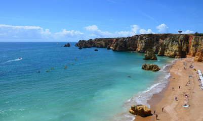 Algarve coast near Praia Dona Ana and Praia do Camilo, Portugal