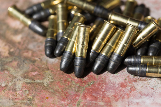 Many ammunition bullets. 22 LR for long rifle