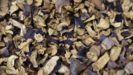  Dried peppers and aubergines in a famous local bazaar in Gaziantep, Turkey.	