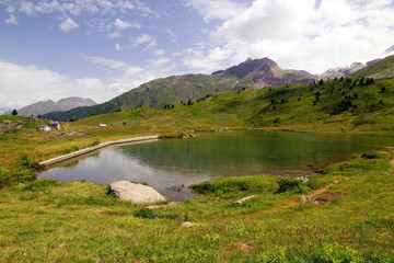 Scenic view of the mountain lake Rotelsee near the Simplon pass, Switzerland