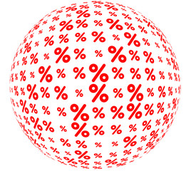 Sale ball with red percent.