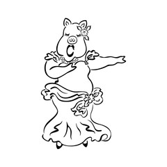 pig dancing cartoon illustrations