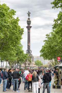 Columbus monument in Barcelona, Spain
