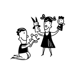 kids play doll cartoon illustrations