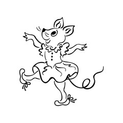 illustration of a dancing mouse cartoon