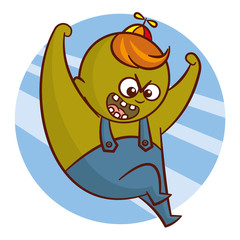 Cartoon Superhero Boy Character Sticker