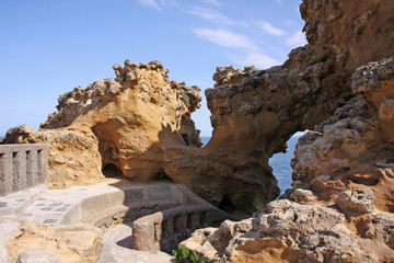 rock formation at the basque coast in biarritz