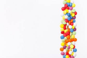 lollipops, candy, top view flat lay on white background