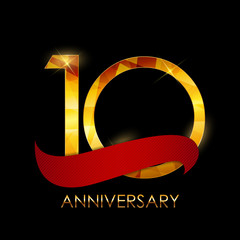 Template 10 Years Anniversary Congratulations Vector Illustratio