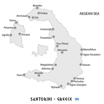 island of santorini in greece white map illustration
