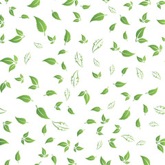 Fototapeta na wymiar Seamless pattern with green leaves. Vector illustration