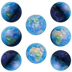 Earth 3d globe set all continents.Elements of this image furnished by NASA.
