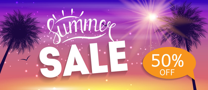 Summer Sale Banner Template for your Business. Vector Illustrati