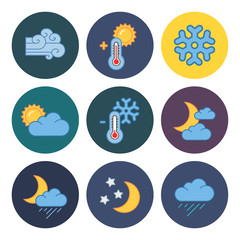nine flat modern weather icons