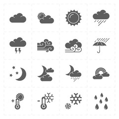 sixteen flat modern weather icons