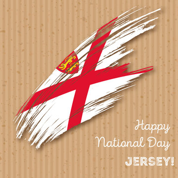 Jersey Independence Day Patriotic Design. Expressive Brush Stroke in National Flag Colors on kraft paper background. Happy Independence Day Jersey Vector Greeting Card.
