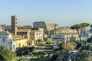 Fototapeta na wymiar general sight of the Roman imperial forum in Rome, Italy.