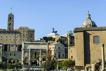 Obraz premium general sight of the Roman imperial forum in Rome, Italy.