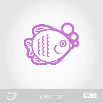 Fish outline icon. Summer. Vacation