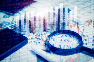 Double exposure Financial stock market in accounting market economy analysis.