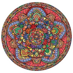Colored mandal on the white background.Vector