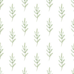 Obraz premium Watercolor cute ornate flowers seamless pattern. Illustration in decorative style. Natural elements. Hand painted floral illustration.