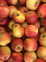 Top view of red apples in pile