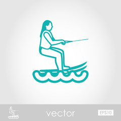 Water skiing outline icon. Summer. Vacation
