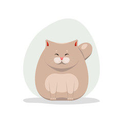 Vector illustration of cute happy fatty cat