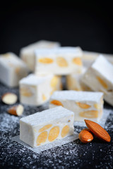 White nougat with almonds